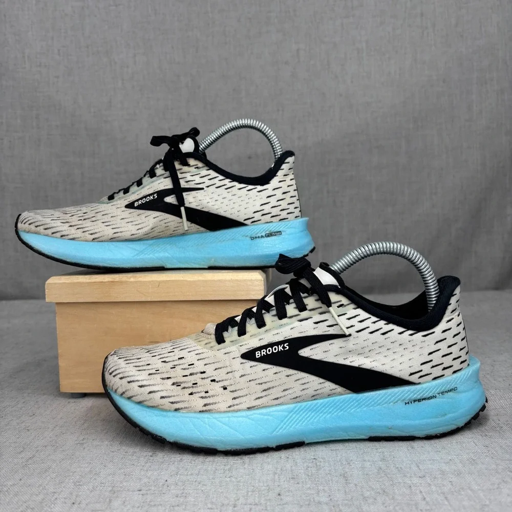 Brooks Hyperion Tempo Running Shoes White Black Blue Mesh Sneaker‎ Women's 7.5